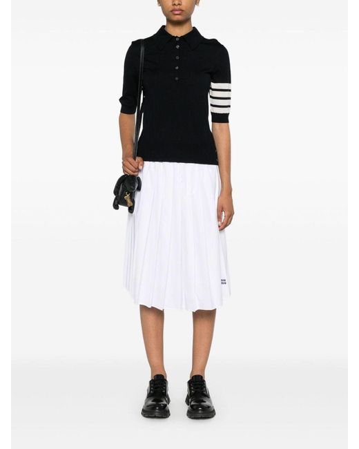 Thom Browne Black 4Bar Wool Polo Shirt