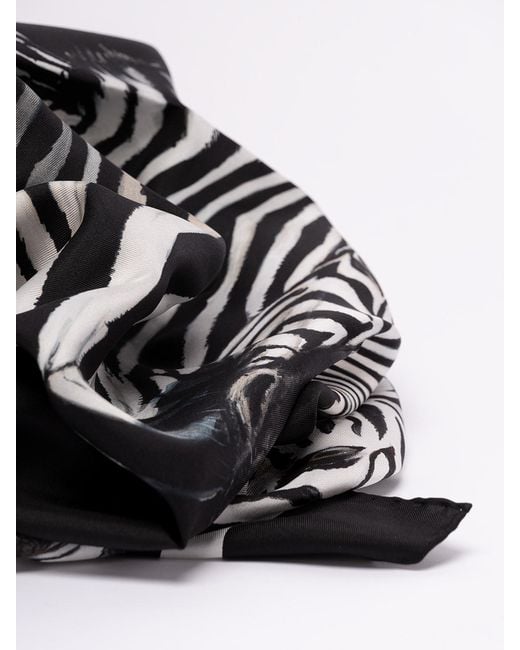 Dolce & Gabbana Black Silk Zebra Scarf
