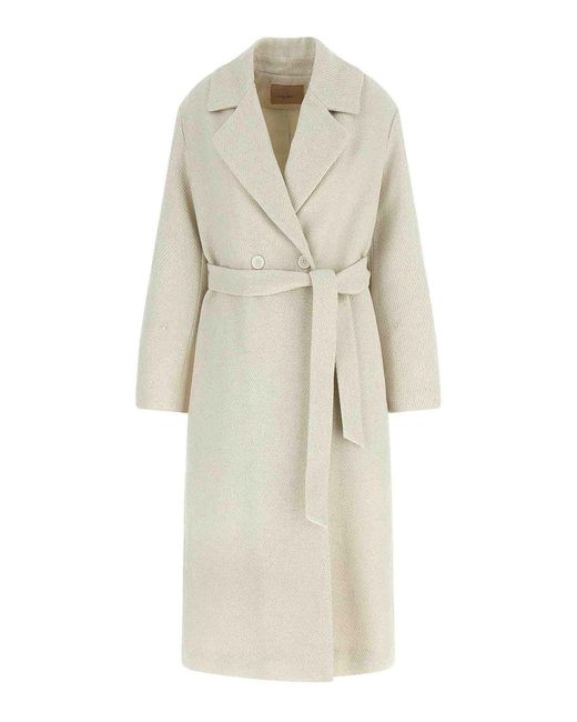 Twinset White Lam Thread Coat
