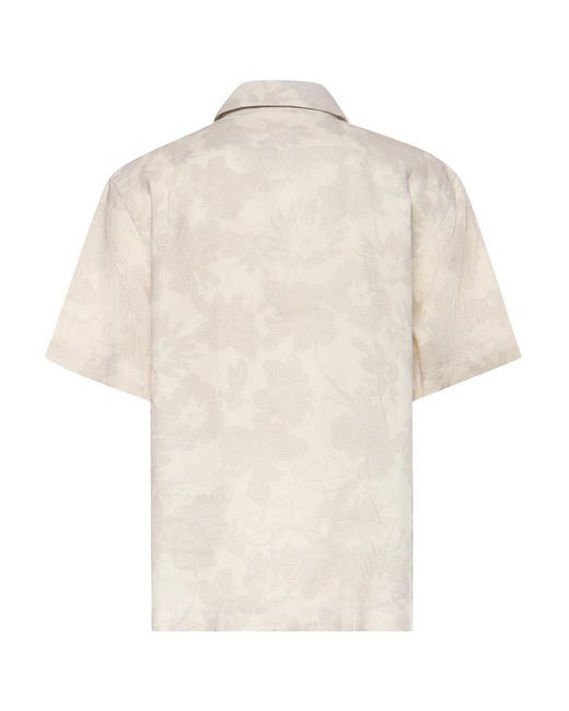 Eleventy Natural Linen Bowling Shirt for men