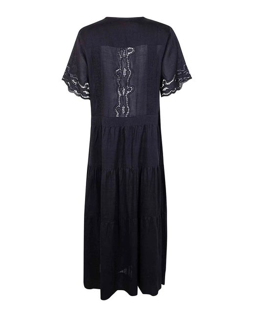 Seventy Black Ramie Embroidered Dress