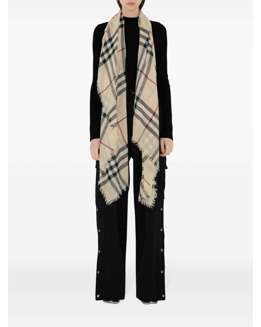 Burberry Gray Giant Check Wool Scarf