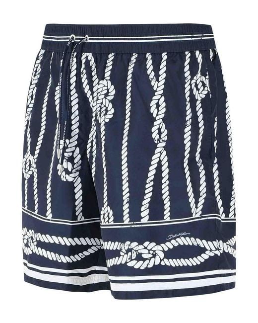 Dolce & Gabbana Blue Corde' Polyester Swimsuit for men