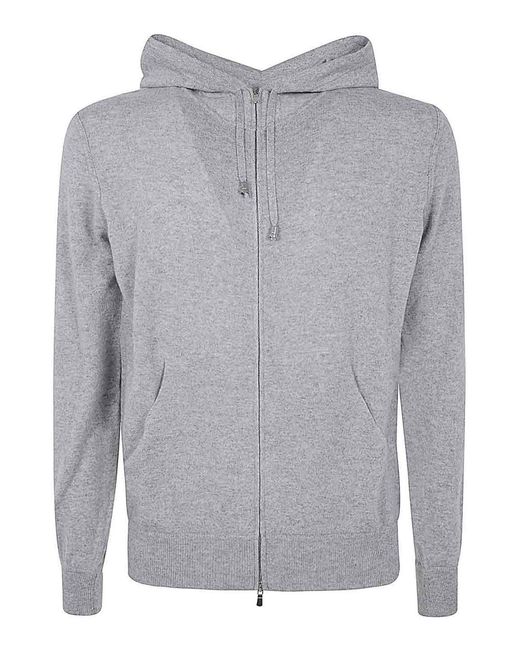 FILIPPO DE LAURENTIIS Gray Long Sleeves Cashmere Wool Full Zip Hoodie for men