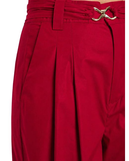Twinset Red Loose Trousers With Detachable Belt