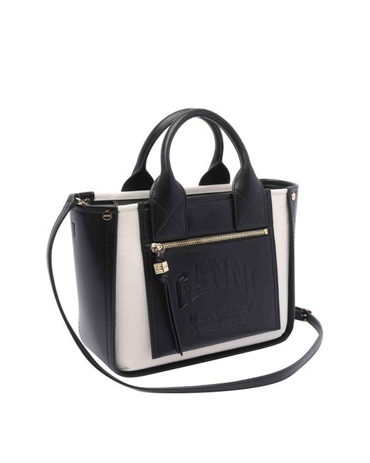 Ganni Black Small Pocket Tote Bag
