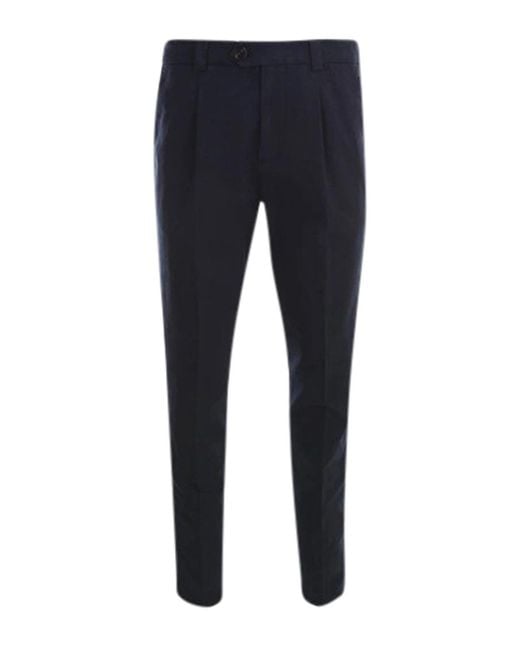 Brunello Cucinelli Blue Cotton Gabardine Pants for men