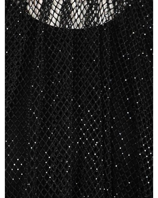 Sportmax Black Mesh Top With Crystals