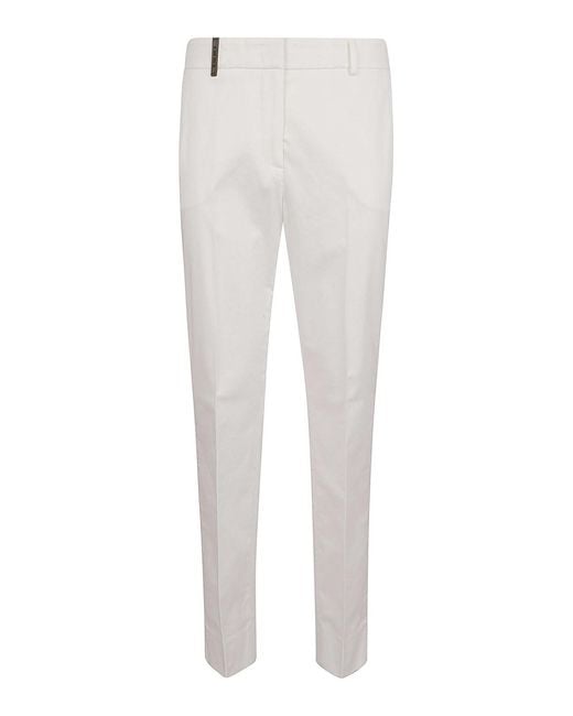 Peserico White Lightweight Satin Cigarette Trousers