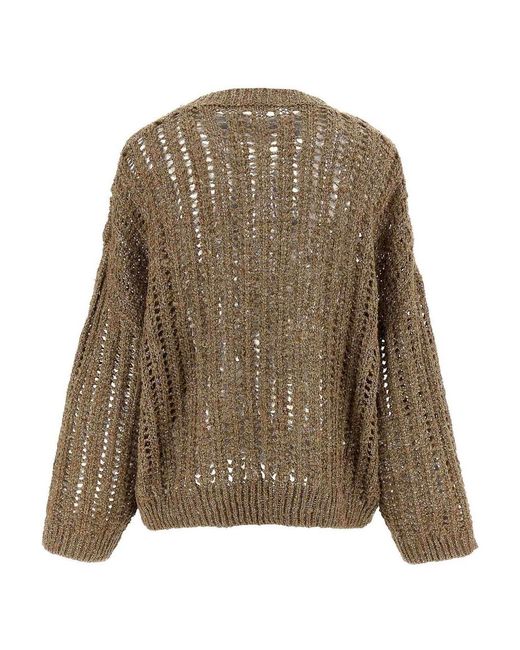 Brunello Cucinelli Brown Rustic Dazzling Net Jumper