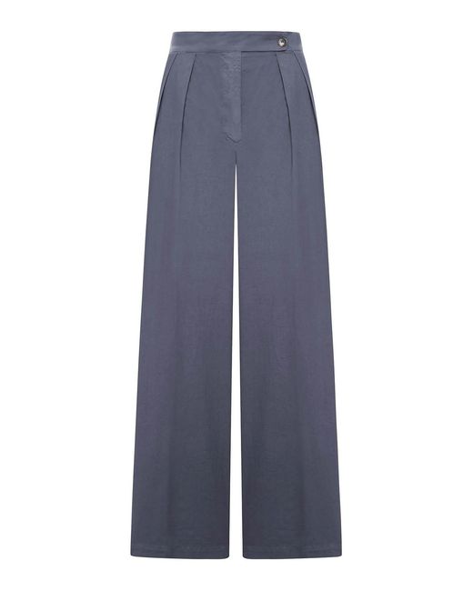 Dries Van Noten Blue Trousers With Pleats And Side Buttoning