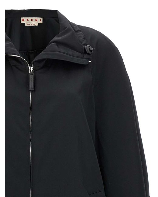Marni Black Parka Satin Technical Hood