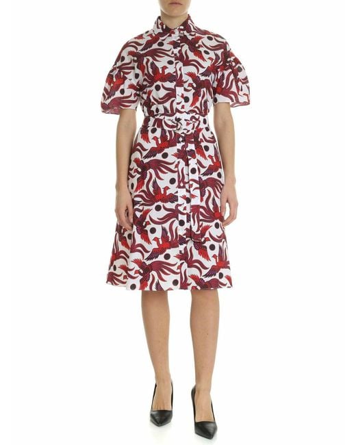 KENZO Red Belted And Shirting Dress