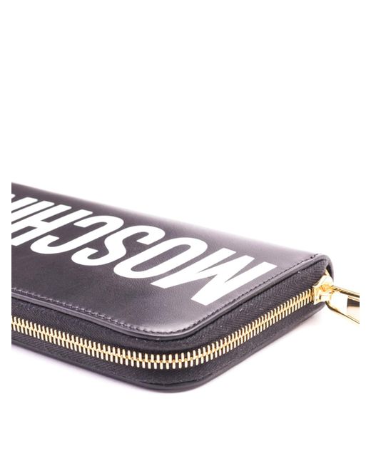 Moschino White Contrasting Logo Leather Continental Wallet
