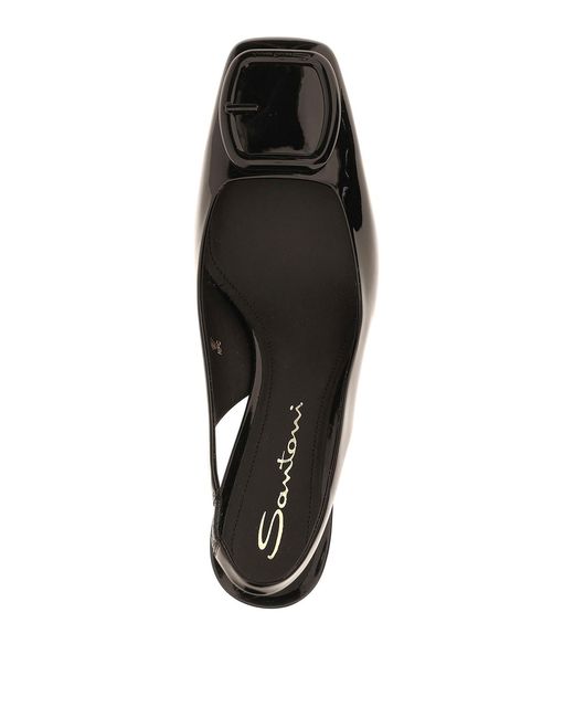 Santoni Black Lemon Slingbacks