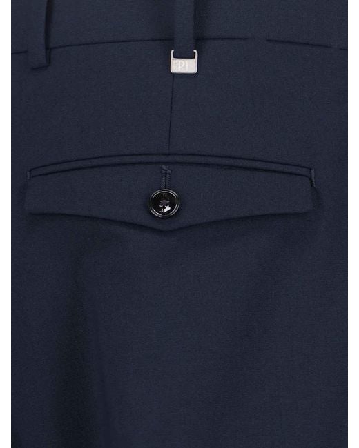 PT Torino Blue Virgin Wool Trousers for men