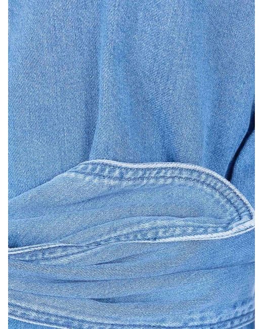 Patou Blue Long Sleeves Knot Shirt