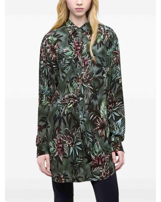 Rabanne Gray Oversized Forest Silk Shirt
