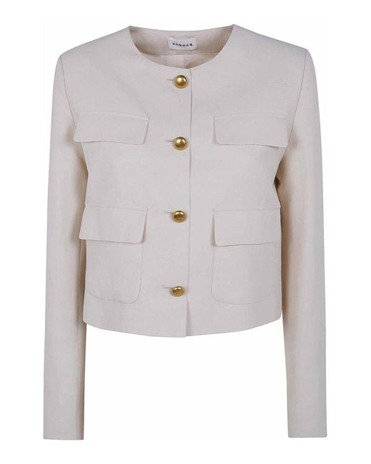 P.A.R.O.S.H. White Raisa26 Viscose Linen Jacket
