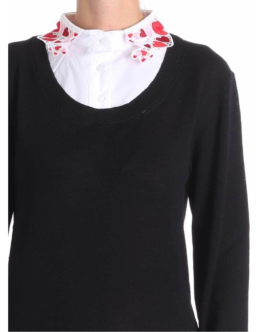 Vivetta Black Zucchi Sweater With Shirt Neckline