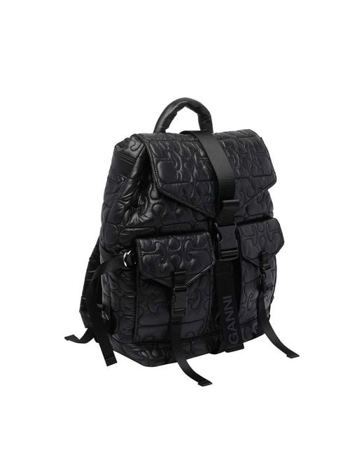 Ganni Black Re-Tech Quilted Backpack