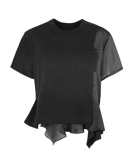 Sacai Black Cotton Jersey T-shirt