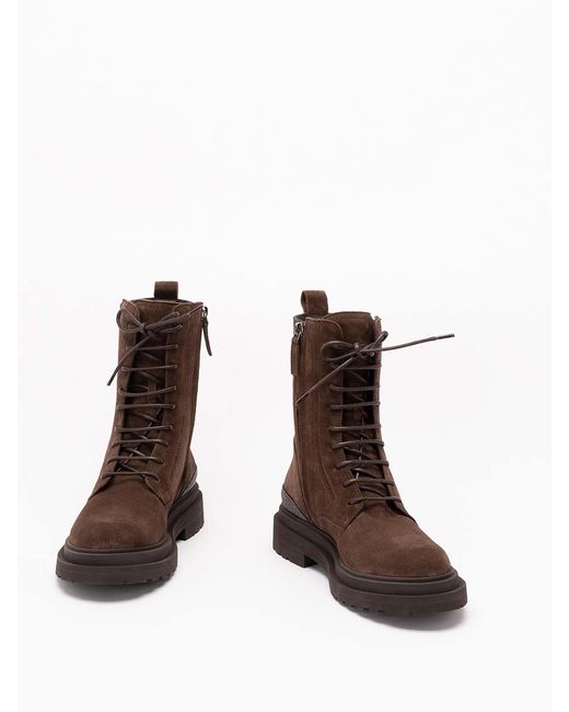 Brunello Cucinelli Brown Round-Toe Short Boots