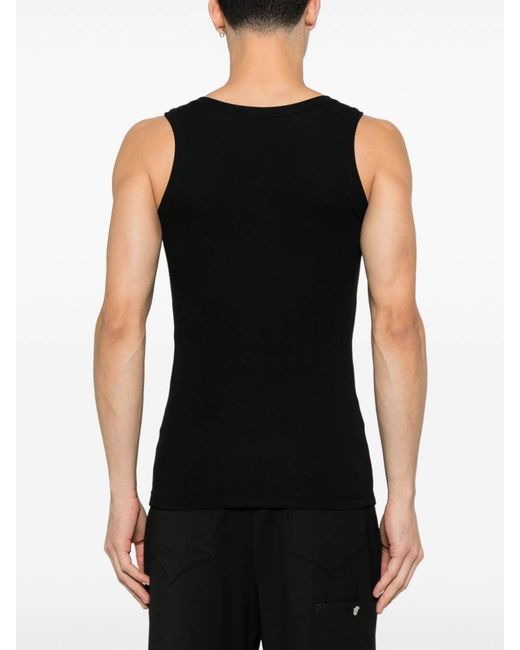 McQueen Black Stretch Cotton Tank Top for men