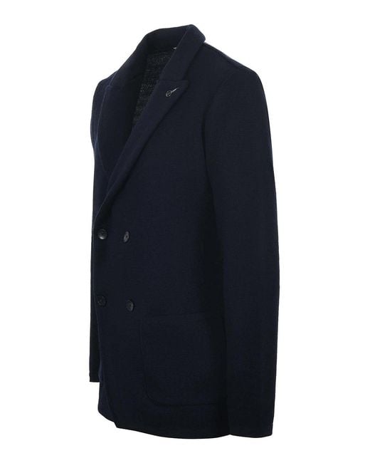 Paoloni Blue Wool Blend Jacket/Cardigan for men