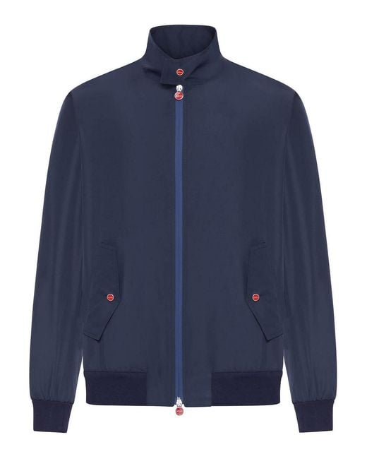 Kiton Blue Technical Fabric Bomber Jacket for men