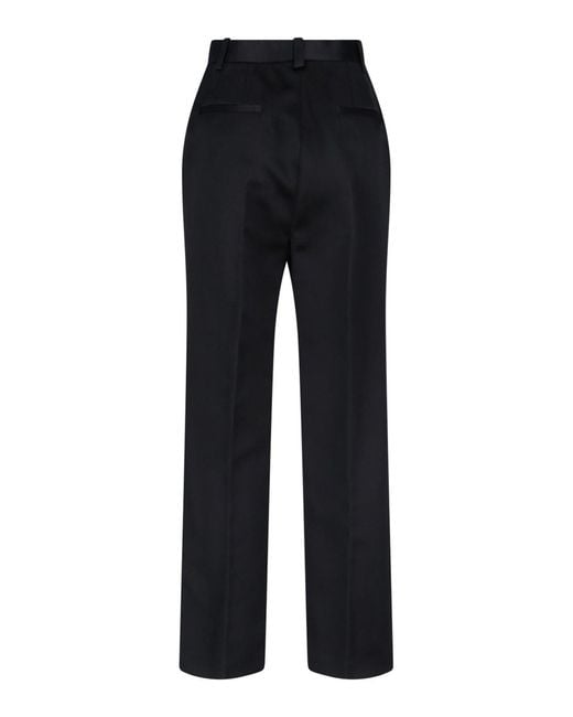 Loro Piana Black Straight Silk Trousers
