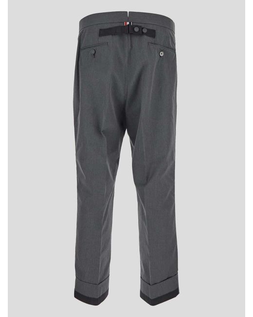 Thom Browne Gray Trousers With Side Pockets for men