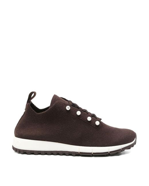 Jimmy Choo Veles Pearl Embellished Sneakers in Brown | Lyst