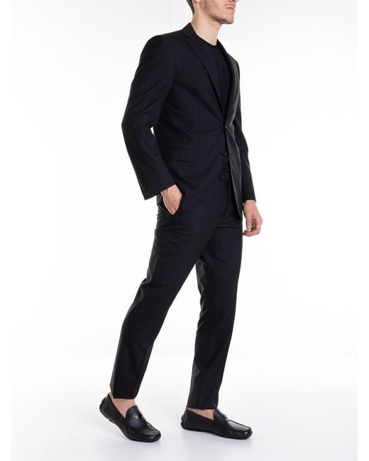Corneliani Black Wool Suit With Buttons for men