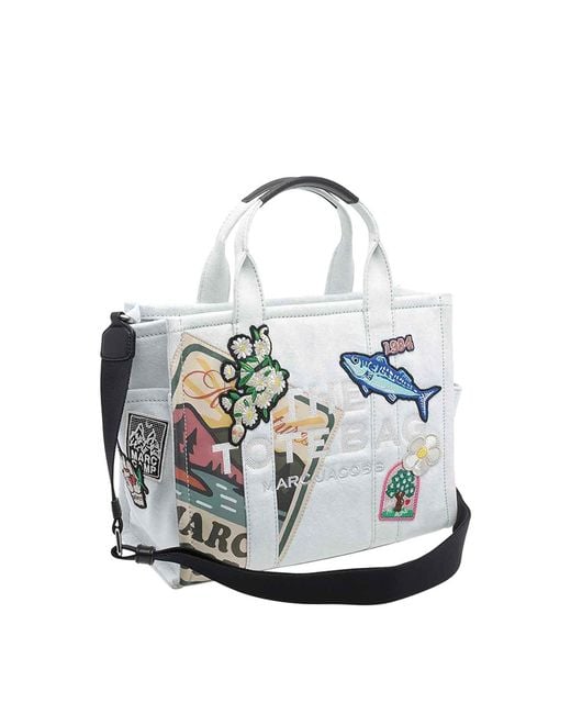 Marc Jacobs White The Camp Patchwork Denim Tote Bag