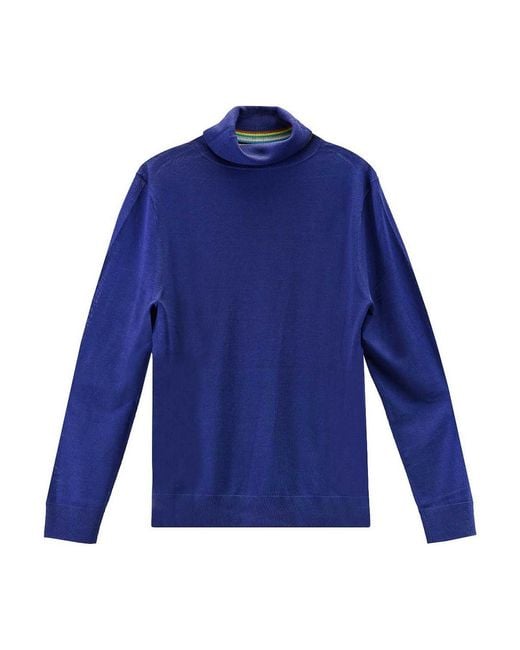 Paul Smith Blue Extrafine Merino Turtleneck for men