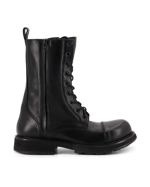 Balenciaga Black Laceup Boot Leather Truck Boots