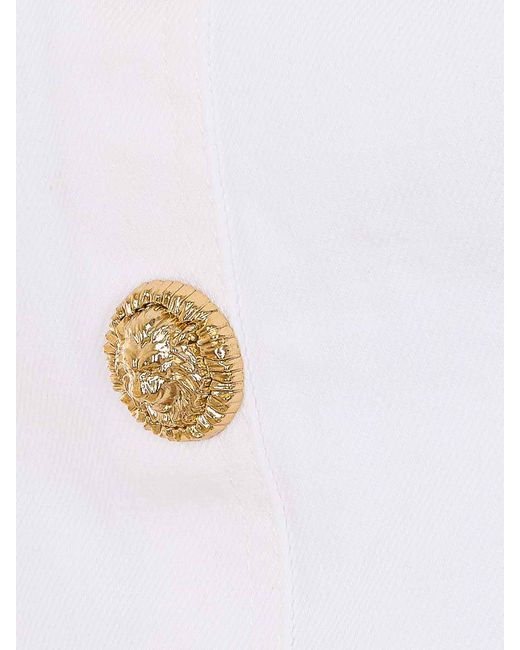 Balmain White Buttoned Denim Top