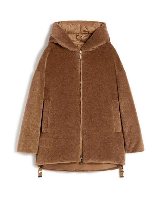 Max Mara Brown Reversible Alpaca And Wool Padded Jacket