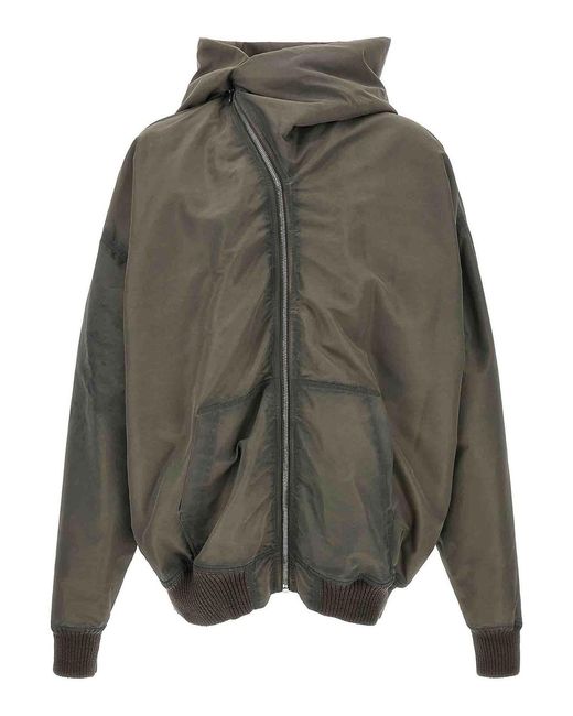 Rick Owens Gray Mountain Hun Satin Jacket for men