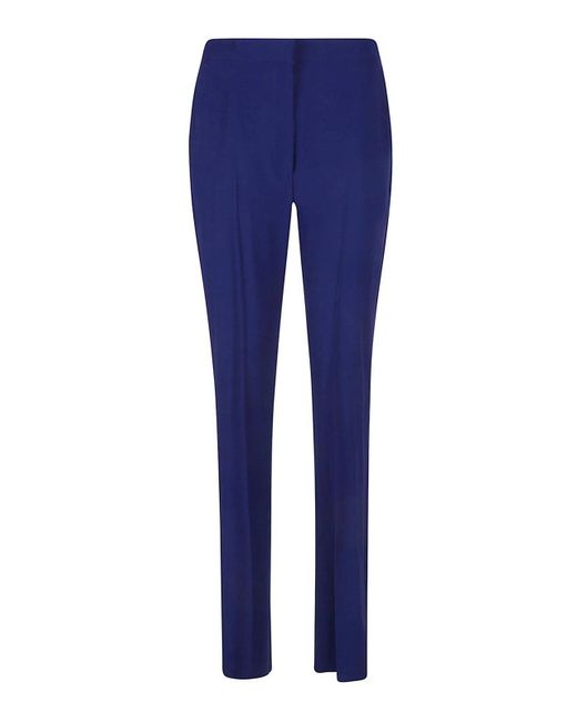 Alexander McQueen Blue Thin Crepe Trousers