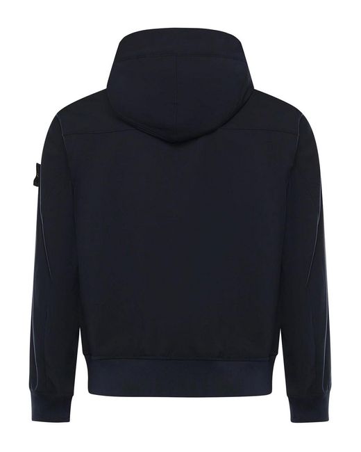Stone Island Blue Rainproof Nylon Rep Jacket With Logo for men