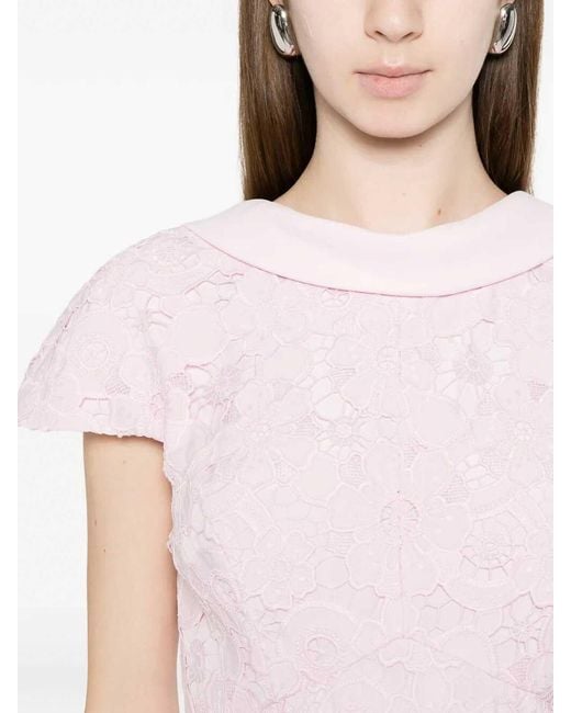 Self-Portrait Pink Lace Scoop Back Midi Dress