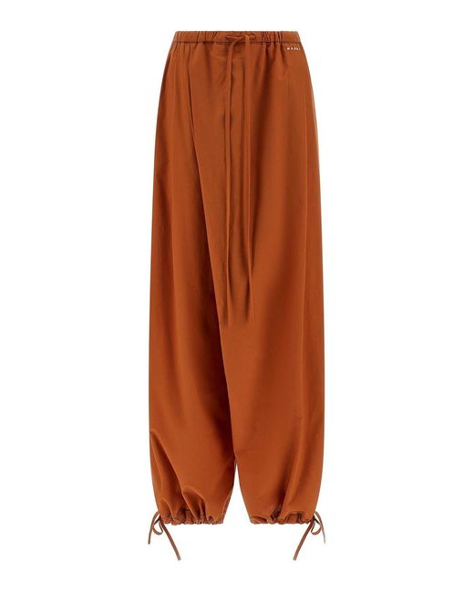 Marni Brown Diagonal Draping Pants
