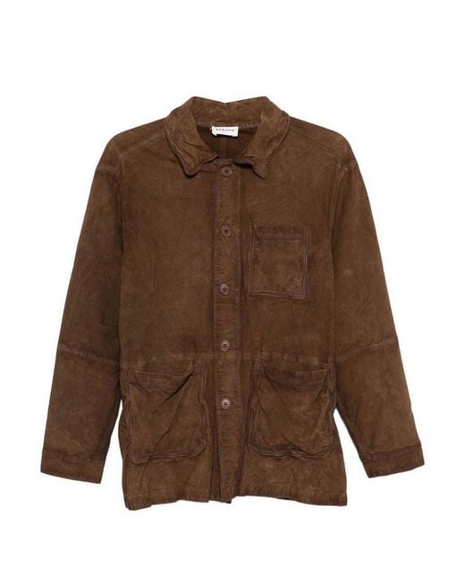 P.A.R.O.S.H. Brown Suede Leather Jacket