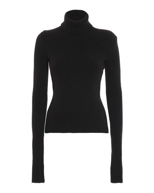 Bottega Veneta Black Stretch Wool Blend Turtleneck