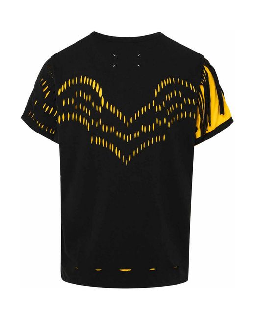 Maison Margiela Yellow Two Tone Décortiqué Cotton T Shirt for men