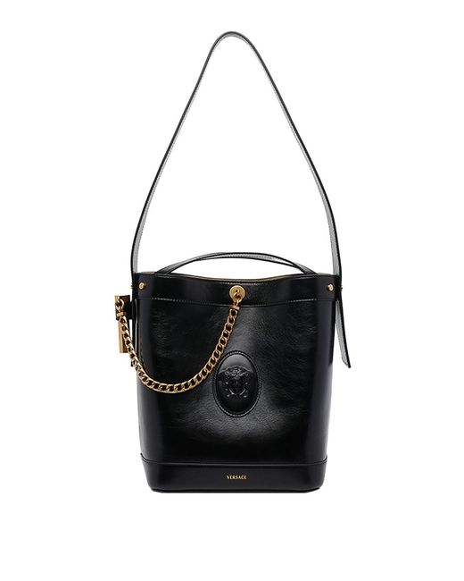 Versace Black Small Pivot Bucket Bag