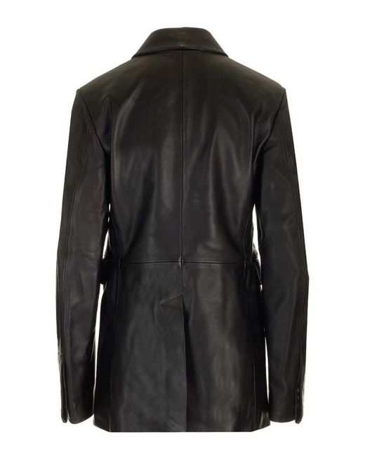 Loulou de Saison Black Double Breasted Leather Jacket
