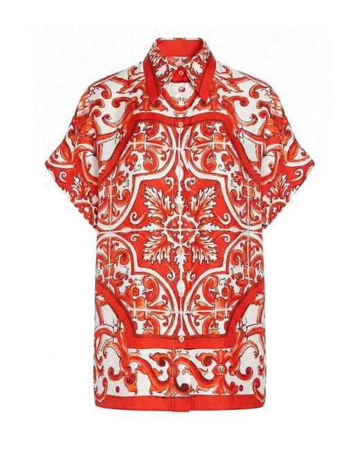 Dolce & Gabbana Red Maiolica-Print Shirt
